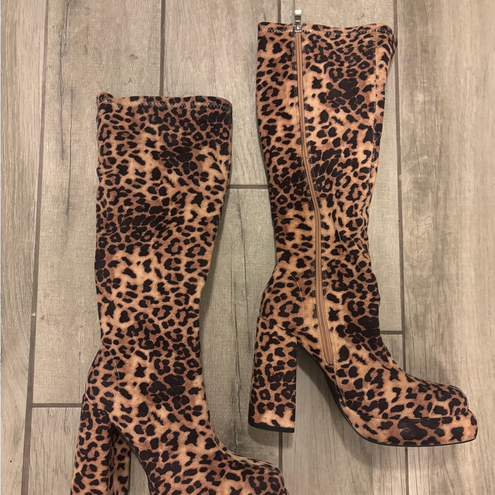 ASOS Leopard Print Heeled Boots